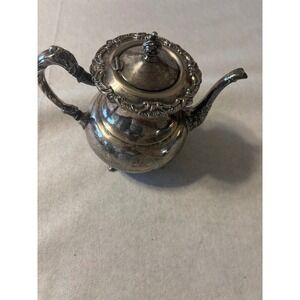 Vintage Silver Plated Community Ascot Teapot Small Ornate Footed